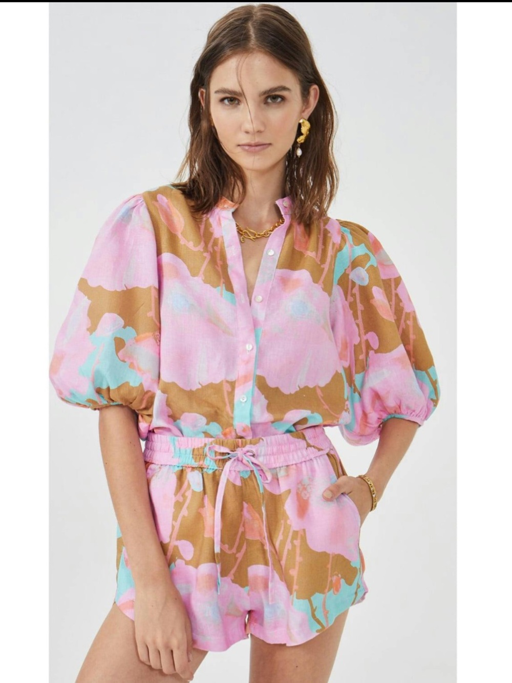 Lanhtropy bubble linen shirt in aquarela - Picture 2 of 9
